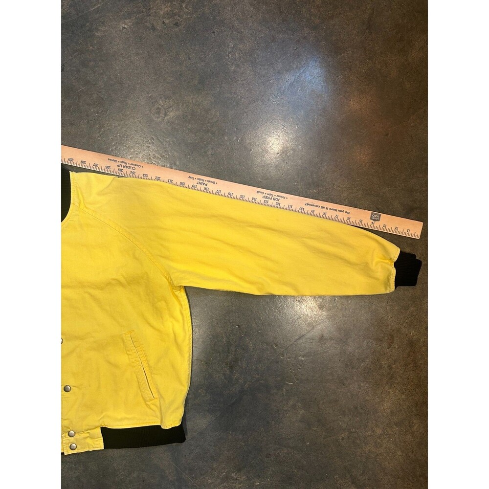 Vintage Yellow Bomber Jacket Large Snap Varsity Style Jacket Park Hill Mens - Picture 5 of 8